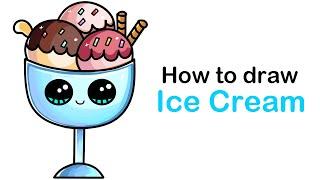 how to draw a cute ice cream sundae bowl easy step by step cute drawing to draw