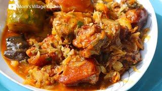 How To Cook Wet Pork with Cabbage - Ugandan African Food - Mom's Village Kitchen