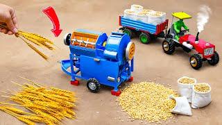 Diy tractor making mini automatic paddy thresher machine science project