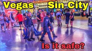 Las Vegas Sin City  is it safe? walking around the famous Fremont Street Downtown