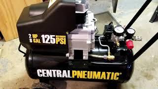 Central Pneumatic 8 Gal Oil Lube Air Compressor Unbox/Review