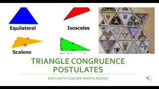 Triangle Congruence Postulates II Teacher Marife Adonis