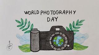 How to Draw a World Photography Day Poster | World Photography Day Drawing | World Photography Day