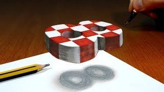 3D Trick Art on Paper, Floating chess, Number 8