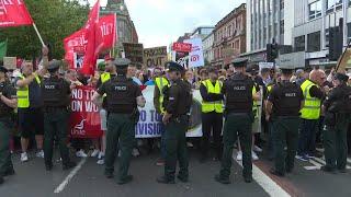 Anti-racist counter-protest in Belfast in response to anti-immigration demonstration | AFP