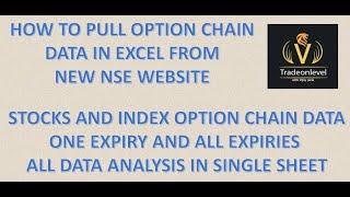 How to pull option chain data in excel | stock option chain excel| option chain analysis excel part3