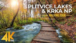 Relaxing Walk in KRKA & Plitvice Lakes National Parks, Autumn - Walking Tour in 4K UHD