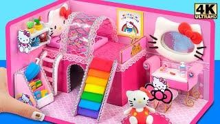 How To Make Cutest Hello Kitty Miniature House from Polymer Clay and Cardboard ️ DIY Miniature Clay