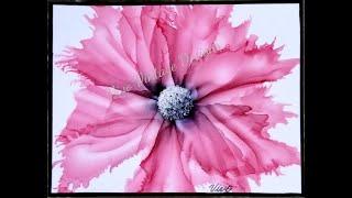 #109 Quick and easy flower using alcohol ink