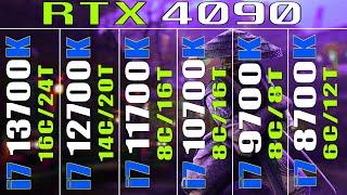 i7 13700K vs i7 12700K vs i7 11700K vs i7 10700K vs i7 9700K vs i7 8700K | RTX 4090 @ 24GB | DDR4 |