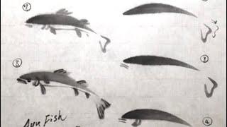 墨絵 Sumi-E painting demonstration 鮎 Ayu Fish (sweet fish/freshwater trout)