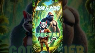 Mon cat & Pong gorilla defeat giant monster #animation #monster #softcatvideo #catvideos #moncat