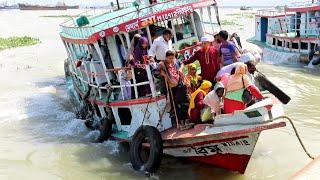 যাত্রী সহ বিপদজনক ভাবে কাত হয়ে ডুবতে বসেছিল নারায়নগঞ্জ-মুন্সিগঞ্জের ছোট লঞ্চটি | Launch Accident