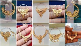 Gold NATH designs, Latest Light Weight Gold Bridal Nose Rings With Weight And Price