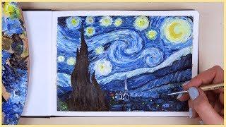 How to Paint the Starry Night with Acrylic Paint Step by Step | Art Journal Thursday Ep. 24