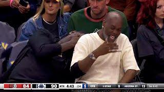 Shawn Kemp and Gary Payton can't stop laughing at Clippers vs Blazers in Seattle