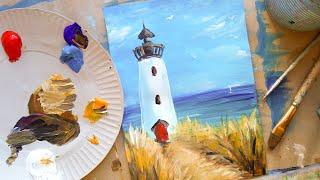 LIGHTHOUSE | Drawing for beginners | Acrylic paints, gouache