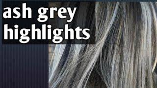 ash grey hair colour highlights on black hair at home .anil blue secrets