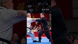 The old man makes a series of moves, but the young man is no match. # Fighting