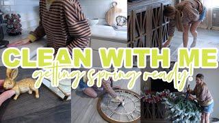 CLEAN + DECORATE WITH ME | new couch, finally taking down the trees, spring refresh, dinner recipe