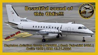 BEAUTIFUL SOUND OF THIS OLDIE/Napleton Aviation Group Saab 340 ''N727DL'' at ZRH (with live ATC)