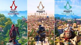 Assassin's Creed Shadows vs Mirage vs Valhalla | PC | Graphics, Physics and Details Comparison