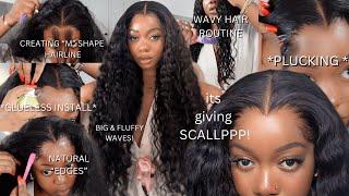 LAGOS HAIRLINE ON A CLOSURE *IN DEPTH & DETAILED* LONG & FLUFFY 36" WATERWAVE INSTALL ASTERIA