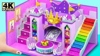 DIY Miniature House ️ Build Stunning Purple Castle  has Bedroom & Rainbow Staircase for Hamster