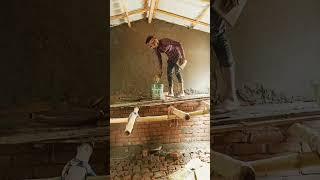 Amazing Techniques Hand Wall Plastering| How to plastering on brickwall Ep 12 #casa pasiva