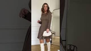 Rochie Mini Cappuccino cu Mâneci din piele intoarsa: Eleganță Fără Compromis - calistra.md