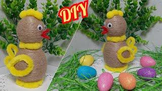 ПАСХАЛЬНЫЕ ПОДЕЛКИ своими руками. КУРОЧКА из ДЖУТА.ПРОСТО.Пасхальная композиция.DIY Easter Crafts.
