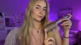 40 Min ASMR Hair Play- Invisible Clips, Haircut, Curling, Braiding️