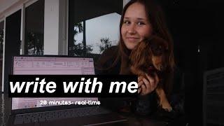 20-minute write with me in real time ️˖°. heavy rain background noise, typing ambience + timer