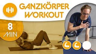 8 MIN Ganzkörper Workout | Muskeln aufbauen & Fitness verbessern | Fortgeschrittene | kein Equipment