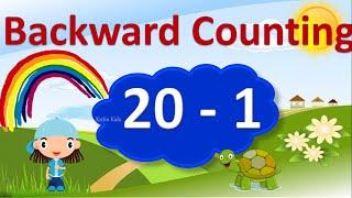 Reverse counting 20 to 1 | Backward counting 20 to 1 with spelling | Learn Reverse counting for Kids