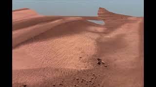 Watersporen op heldere zandduinen op Mars