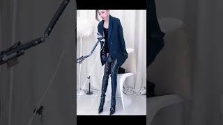 Thigh High Boots PVC Black