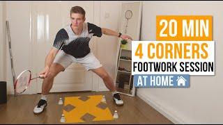 20 Min Four Corners Footwork Session | Technique and Coordination | Badminton at home