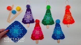 How to Crochet Granny Square Trees by Folding a Granny Square