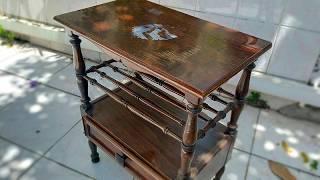 A quick rehab of end table with magazine rack.