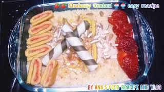 strawberry custard ke reacipe by Ana's food reacipe and vlog easy reacipe