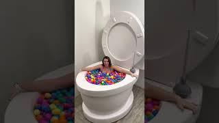 Going UNDER in Worlds LARGEST Toilet SURPRISE Egg POOL #shorts