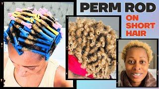 FIRST Perm Rod Set on EXTREMELY SHORT Natural Hair #permrodset #rodset