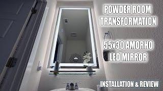 Powder Room Transformation - Amorho 55x30 LED Mirror Install & Review