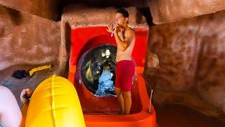 Space Boat Water Slide Into a Cave at Adaland Aquapark