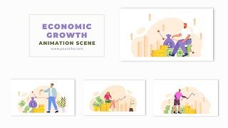 Economic Growth Vector Character Animation Scene After Effects Template