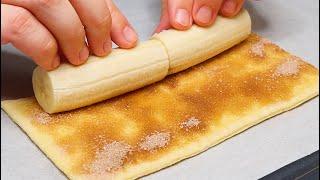 Perfect banana dessert in puff pastry in 3 minutes! I cook it every weekend!