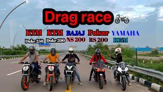 Duke 250 vs rs 200 bs4 ️vs ns 200 vs duke 200 bs 15m drag race @Arundream10r