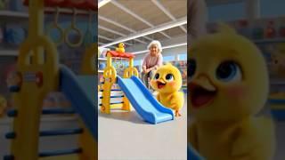 Duckling's slide surprise.#shorts #cute #duck #cuteanimals