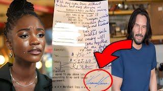 Black Waitress Serves Keanu Reeves, Saw Note on Check, and Burst into Tears